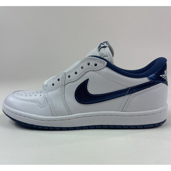 Nike Air Jordan 1 Low 85 Retro Mens White Navy Blue Shoes Sneakers FB9933-141 - Picture 6 of 9